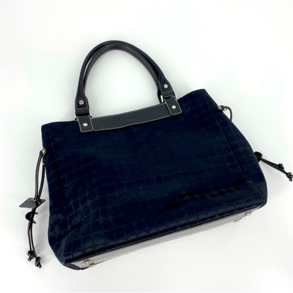 Kate Spade Black Boxy Purse Handbag Satchel Leather Trim & Handles OS